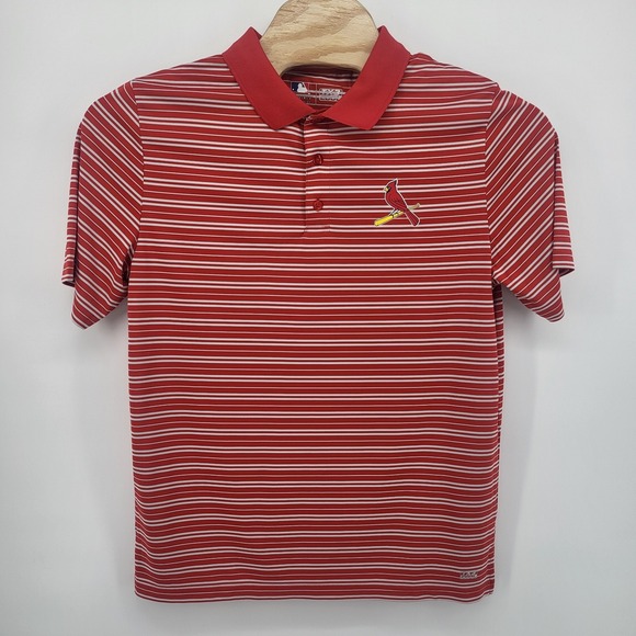 St Louise Cardinal Men's Large Red Stripes TX3 Cool SS Golf Polo Shirt MLB - Picture 2 of 8